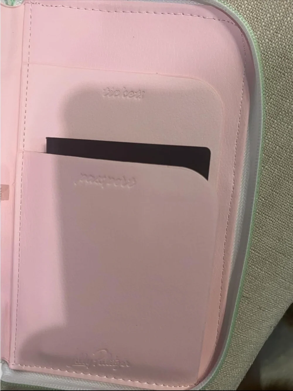 Lilly Pulitzer Floral Leather Passport Holder Travel Wallet Pink Green NWT